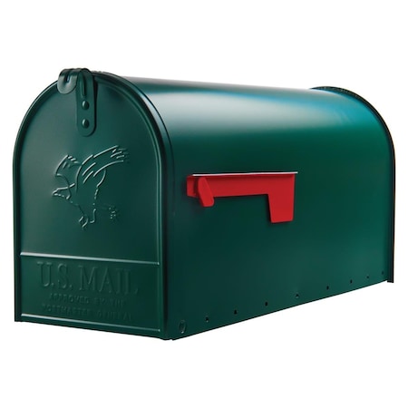 Gibraltar Mailboxes Elite Classic Galvanized Steel Post Mount Mailbox, Green 5266226